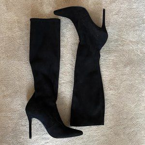 Stuart Weitzman Black Suede Benefit Boot
